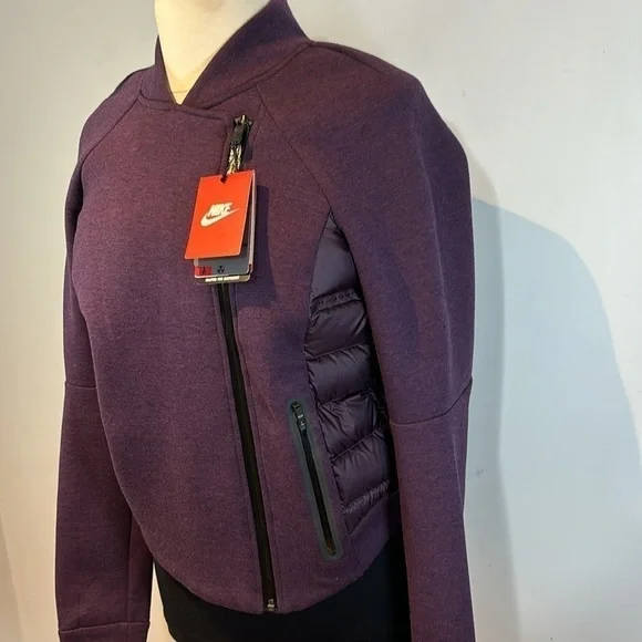 Nike Tech Womens Aeroloft 800 down-fill fleece purple Moto jacket medium BNWT - Picture 3 of 14